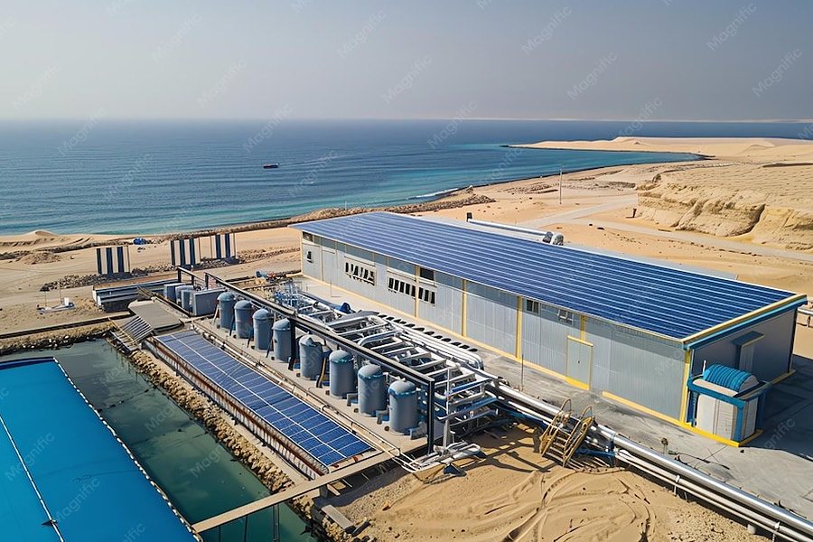 Desalination facility on a sandy beach
