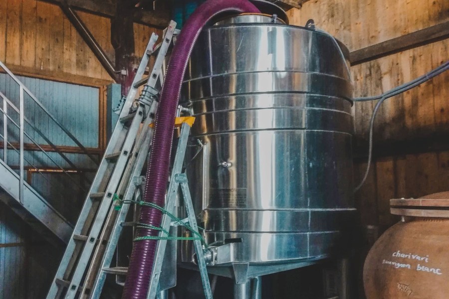 Winery tank and transfer lines